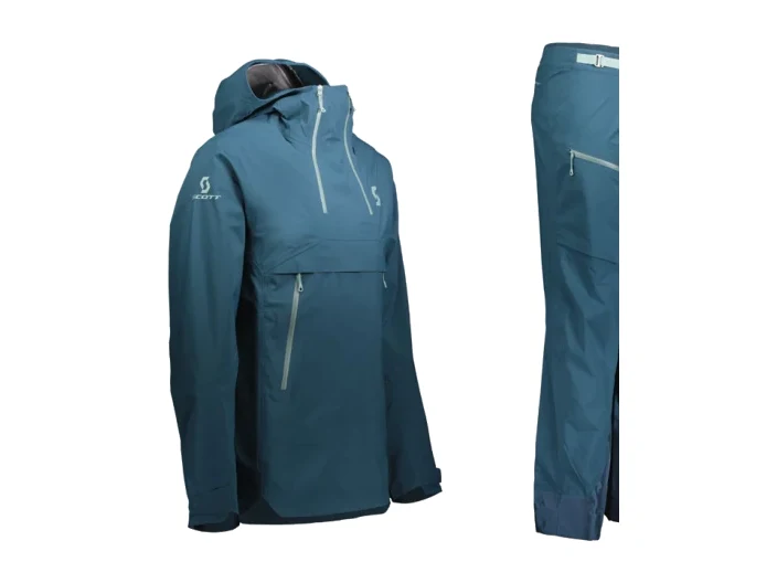 Scott Line Chaser Outfit, Skitouren-Jacke und -Hose in Blau mit halbem Reißverschluss – Produktbild