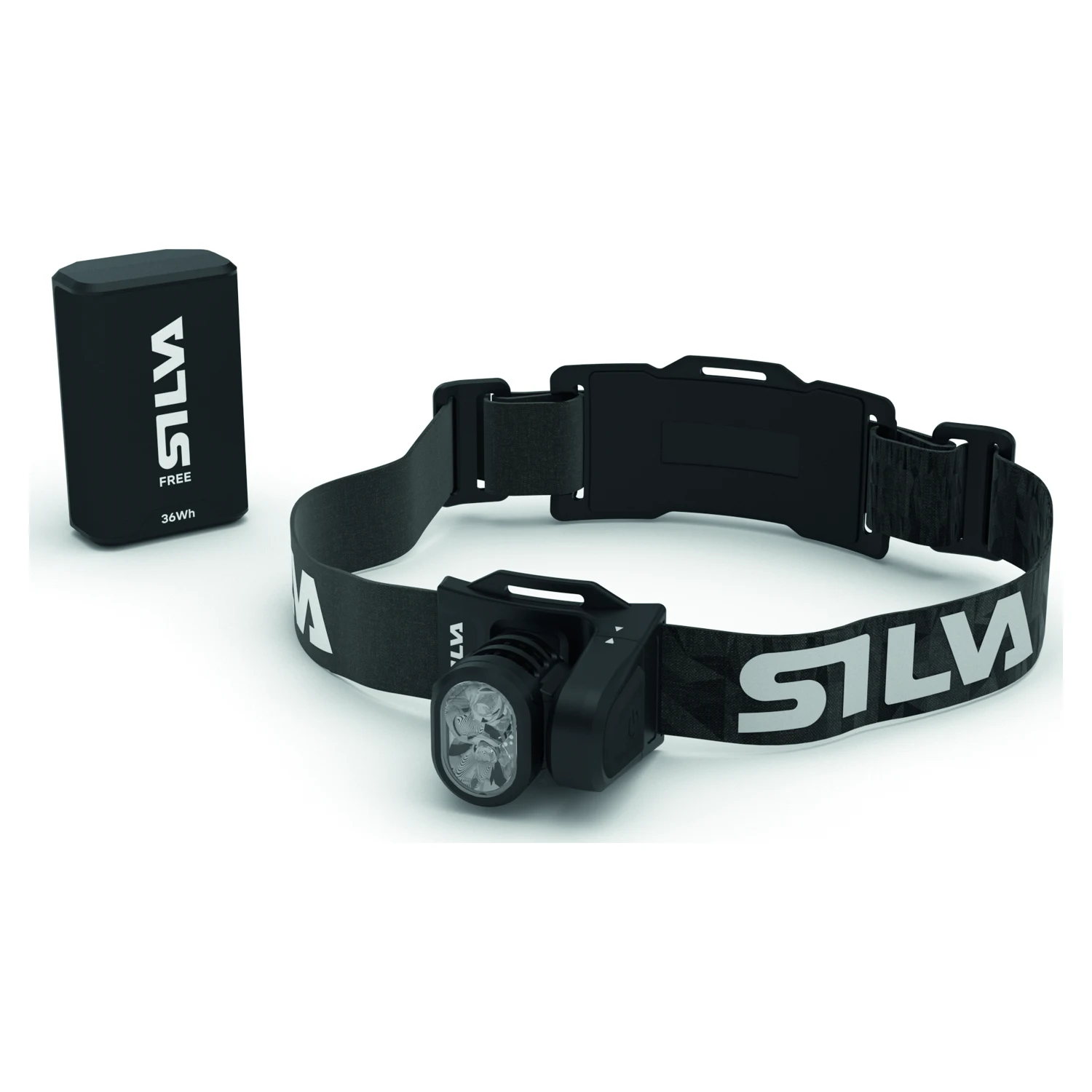 Silva Free 2000 M – schwarze Stirnlampe mit SILVA-Kopfband und separatem Akku