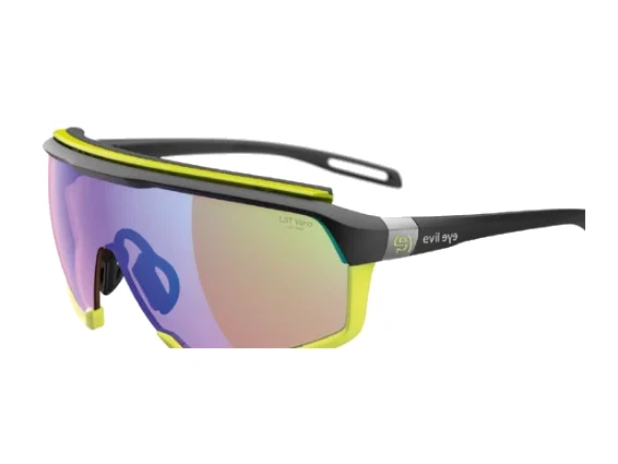 Evil Eye Traileye ng Sportbrille mit gelber Scheibe und schwarzem Rahmen – Produktbild einer Skibrille