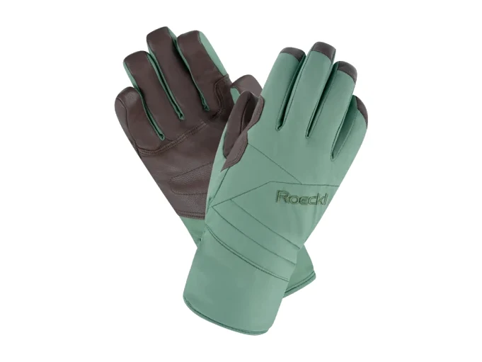 Roeckl Sequoia STX Skihandschuhe in Schwarz mit grünen Akzenten – Produktbild