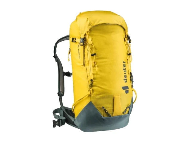Deuter Freescape Pro und Lite Skitourenrucksäcke in Rot und Schwarz mit Skibefestigung – Produktbild