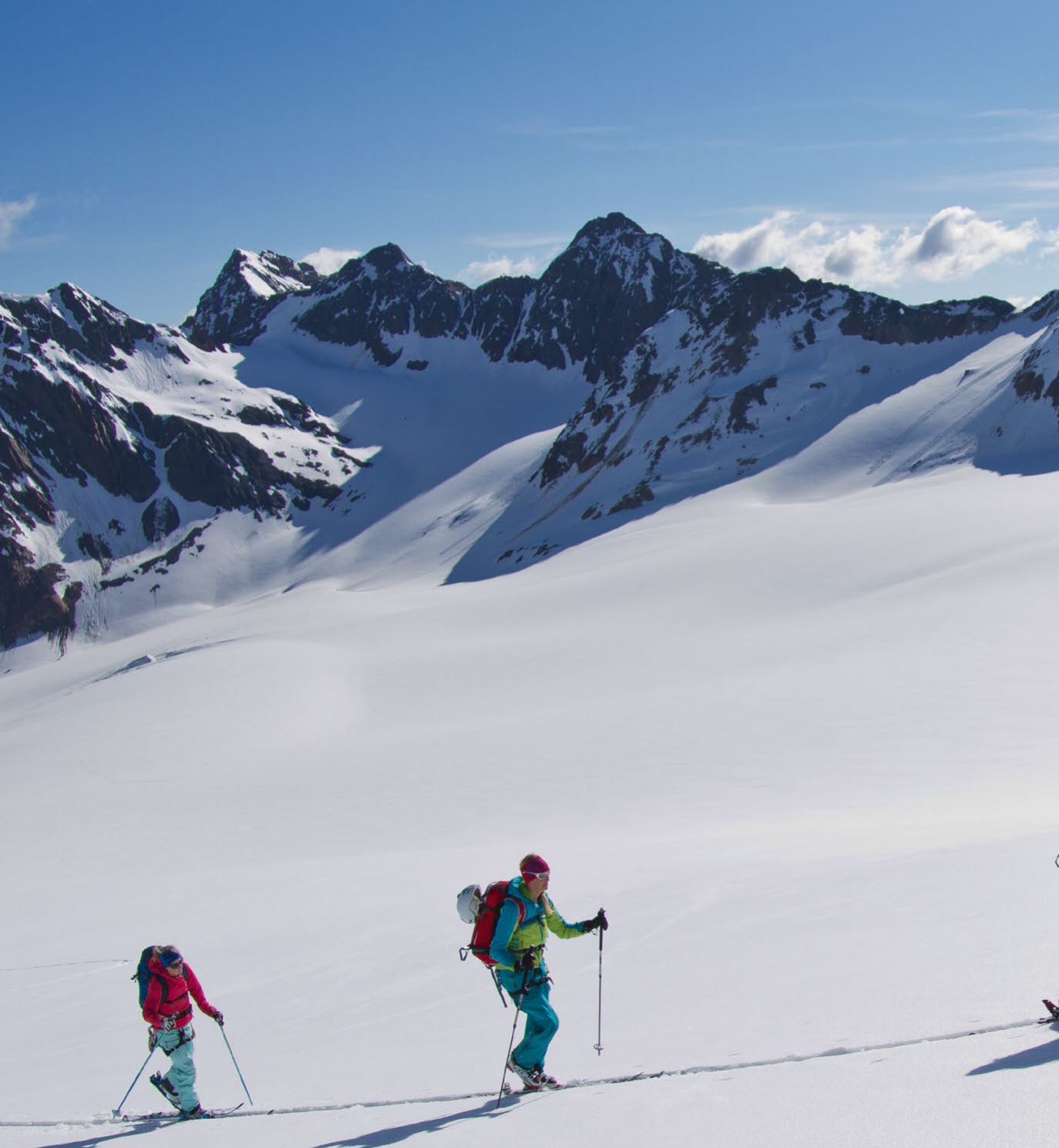 Three girls on snow