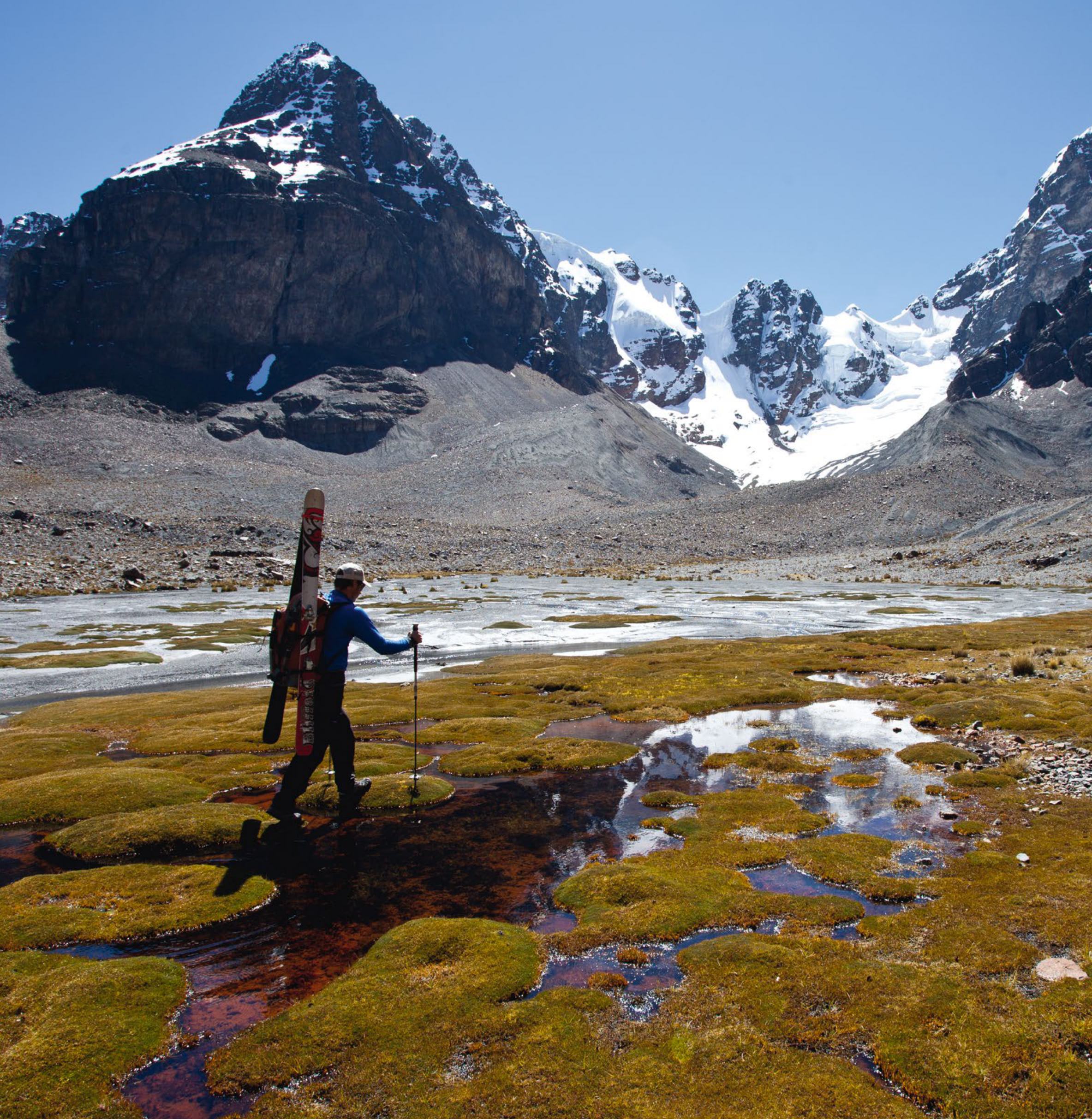 A skiers journey in the Cordillera Real Mountain Range of Bolivia